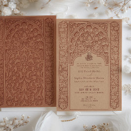 Majestic Cinnamon Lace Wedding Islamic Design Einladung