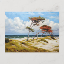 Majestic Coastal Guardians: Wind-Sculpted Beech Tr Feiertagspostkarte