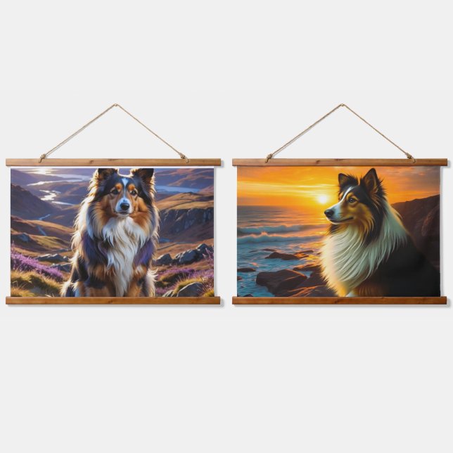 ✨ "Majestic Collie Dreams: Luxuriöse Tapisserien a Wandteppich Mit Holzrahmen (Doppelt)