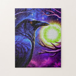 Majestic Crow mit Blick auf den Glühen Puzzle