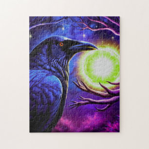 Majestic Crow mit Blick auf den Glühen Puzzle