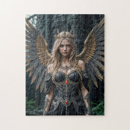 Majestic Dark Angel mit goldenen Flügeln Puzzle