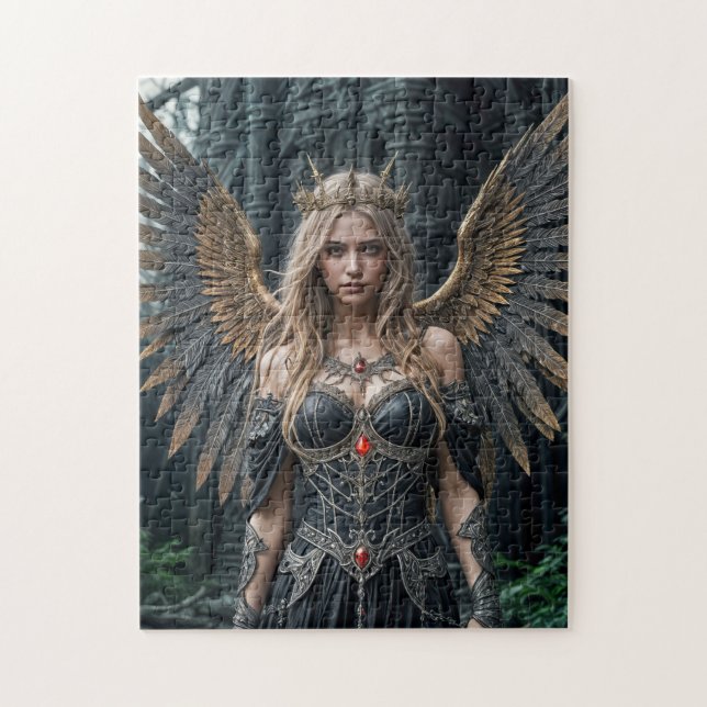 Majestic Dark Angel mit goldenen Flügeln Puzzle (Vertikal)