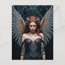 Majestic Dark Angel with Golden Wings Postkarte