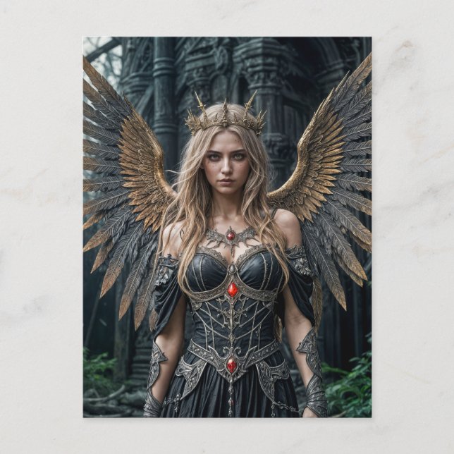Majestic Dark Angel with Golden Wings Postkarte (Vorderseite)