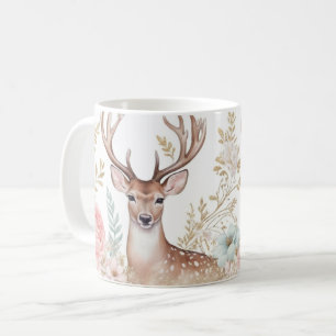 Majestic Deer and Floral Harmony Kaffeetasse