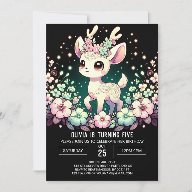 Majestic Deer Digital Geburtstag Einladung (Vorderseite)