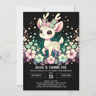 Majestic Deer Digital Geburtstag Einladung