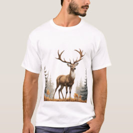 Majestic Deer: Ein goldener Stanz in der Natur T-Shirt