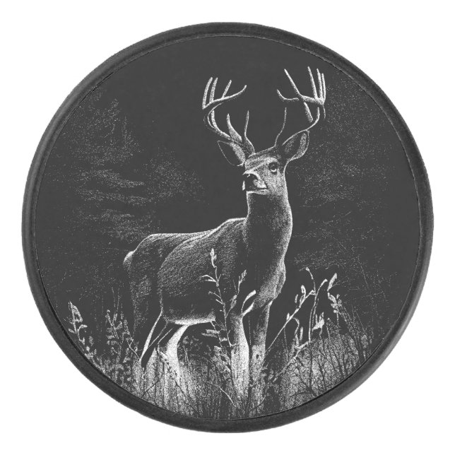 Majestic Deer in der Wildnis - Black&White Art Eishockey Puck (Vorderseite)