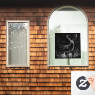 Majestic Deer in der Wildnis - Black&White Art Fensteraufkleber