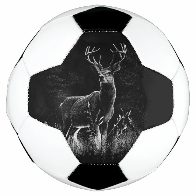 Majestic Deer in der Wildnis - Black&White Art Fußball (Vorderseite)