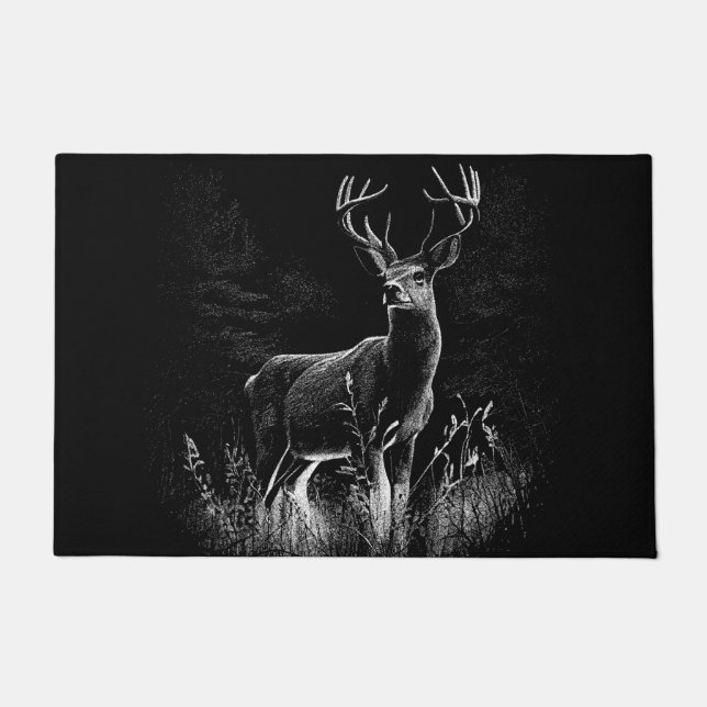 Majestic Deer in der Wildnis - Black&White Art Fußmatte (Vorderseite)