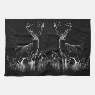 Majestic Deer in der Wildnis - Black&White Art Geschirrtuch