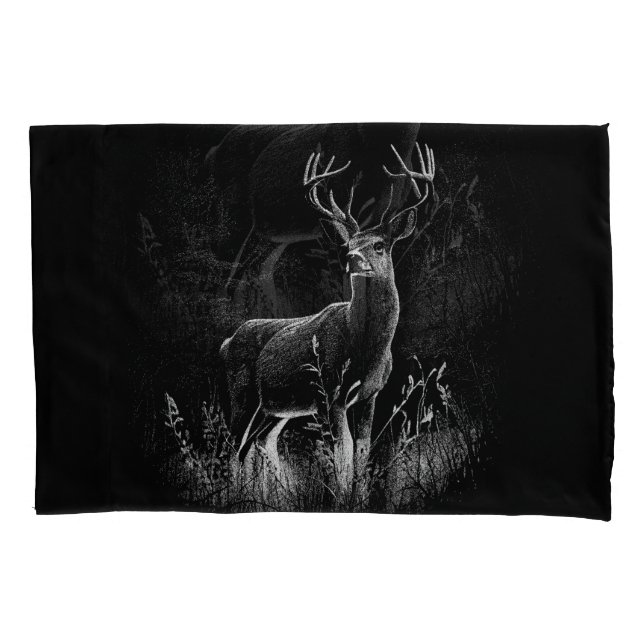 Majestic Deer in der Wildnis - Black&White Art Kissenbezug (Vorderseite-Links)