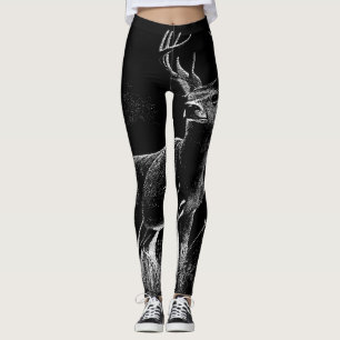 Majestic Deer in der Wildnis - Black&White Art Leggings
