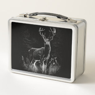 Majestic Deer in der Wildnis - Black&White Art Metall Brotdose