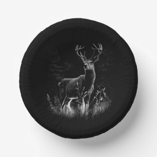 Majestic Deer in der Wildnis - Black&White Art Pappteller