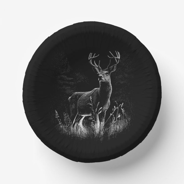 Majestic Deer in der Wildnis - Black&White Art Pappteller (Vorderseite)