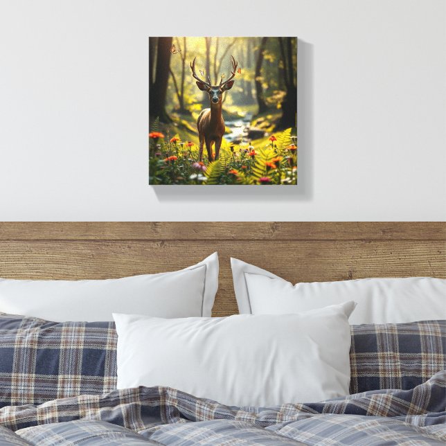 Majestic Deer in Natur Leinwanddruck (Insitu (Schlafzimmer))