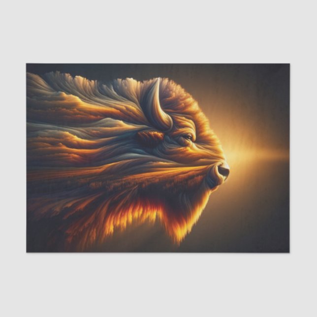 Majestic Double Exposure Bison Decoupage Seidenpapier (Vorderseite)