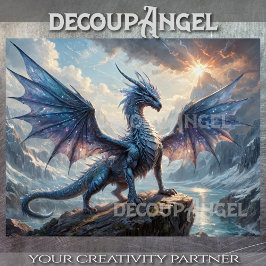 Majestic Dragon of Ice - Decoupage- Seidenpapier