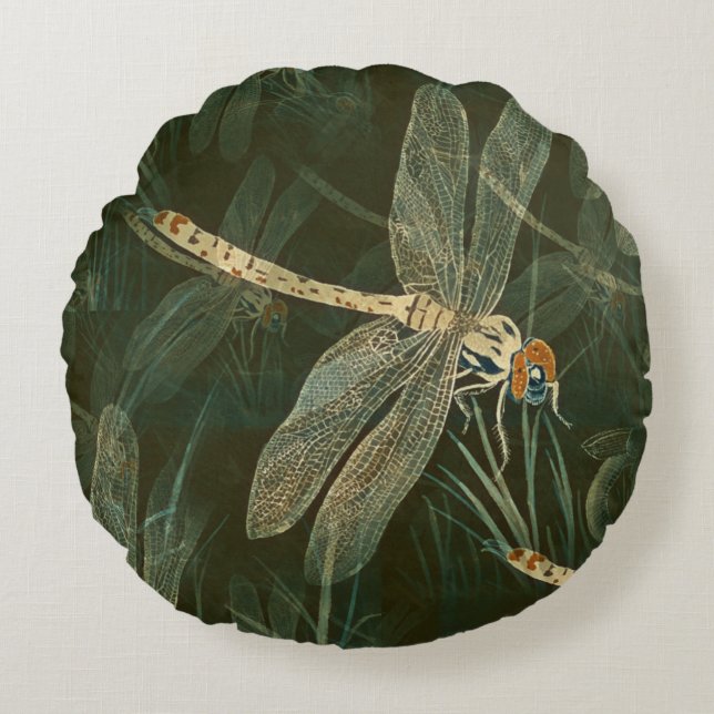 Majestic Dragonfly Pattern Rundes Kissen (Vorderseite)