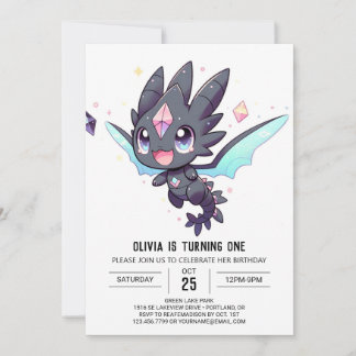 Majestic Dreamy Dragon 1. Geburtstag Einladung