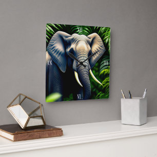 Majestic Dschungel Elephant - frei und frei Quadratische Wanduhr