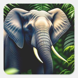 Majestic Dschungel Elephant - frei und frei Quadratischer Aufkleber