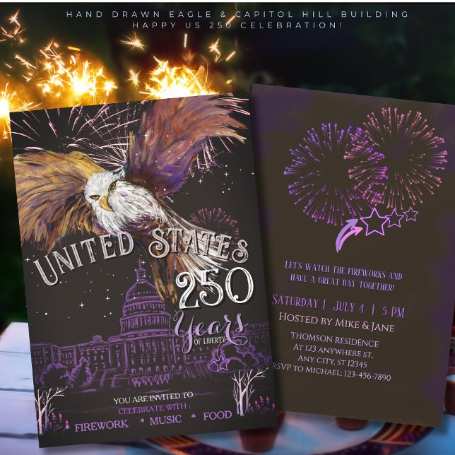 Majestic Eagle America 250 Years of Liberty Purple Einladung (Majestic Eagle America 250 Years of Liberty Purple Invitation)