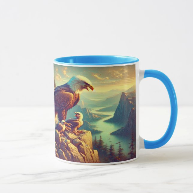 Majestic Eagle Capture A Lake Foreut 7"x5" Tasse (Rechts)