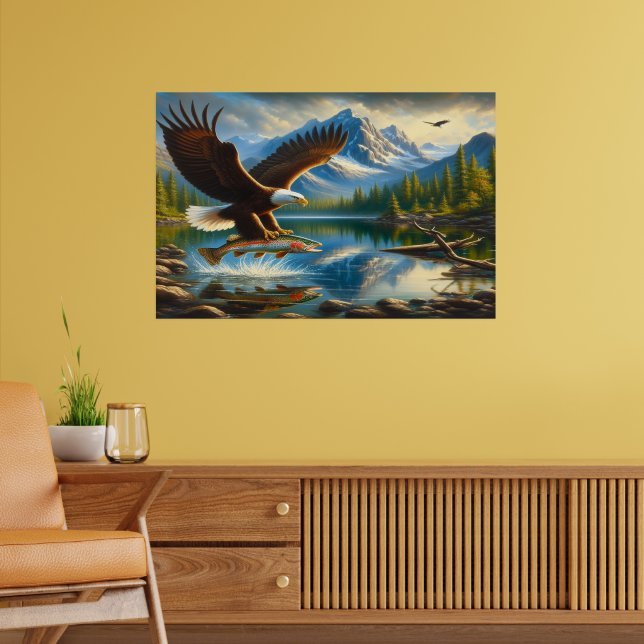 Majestic Eagle Capture a Lake Foreut Poster (Wohnzimmer 2)