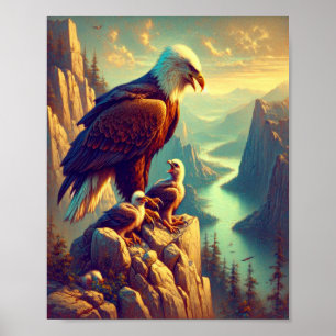 Majestic Eagle Capturing a Lake Foreut 8"x10" Poster
