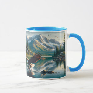 Majestic Eagle Capturing Fish at Sunrise 20x16 Tasse