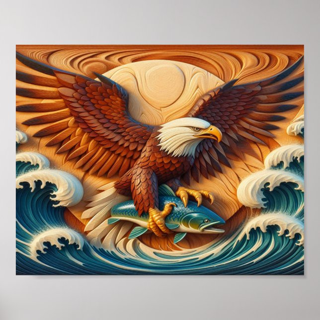 Majestic Eagle Clutching a Fish 10x8 Poster (Vorne)