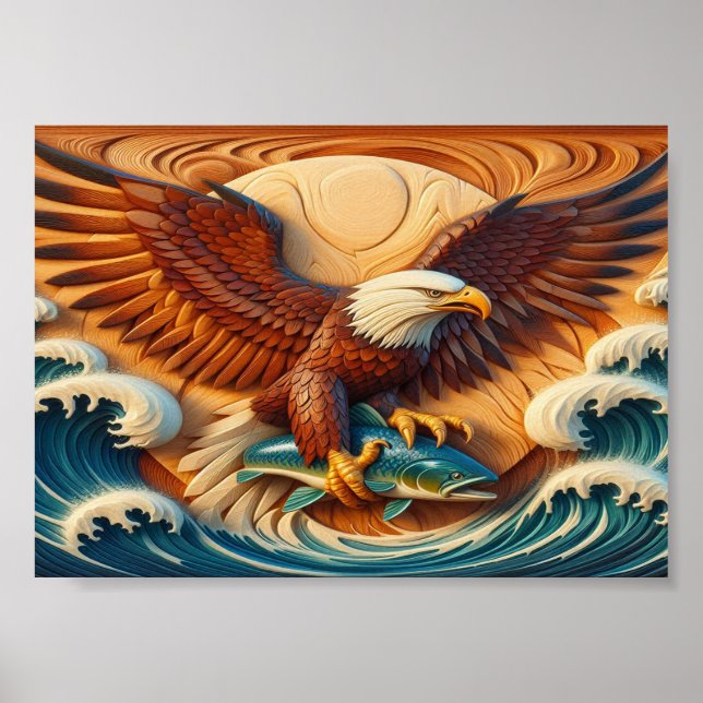 Majestic Eagle Clutching a Fish 12x18 Poster (Vorne)