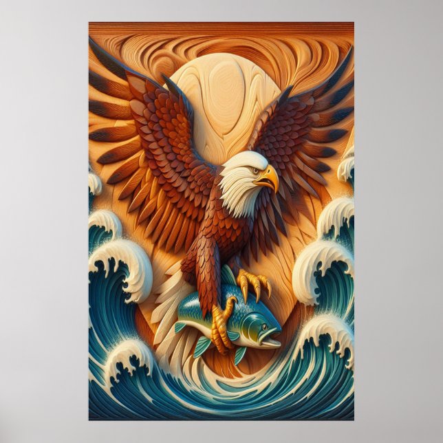 Majestic Eagle Clutching a Fish 24x36 Poster (Vorne)