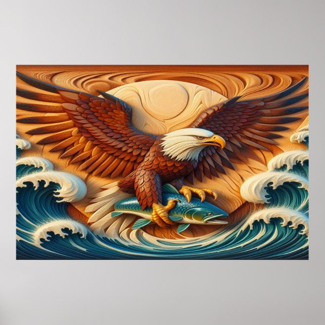 Majestic Eagle Clutching a Fish 36x24 Poster (Vorne)