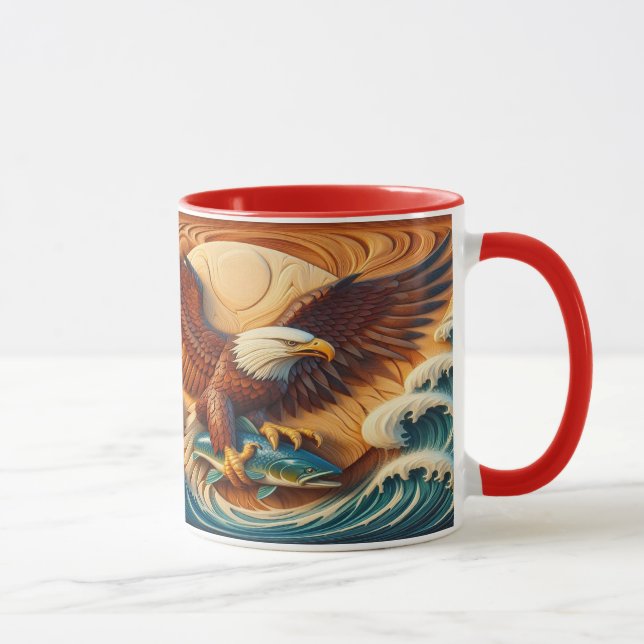Majestic Eagle Clutching a Fish 36x24 Tasse (Rechts)