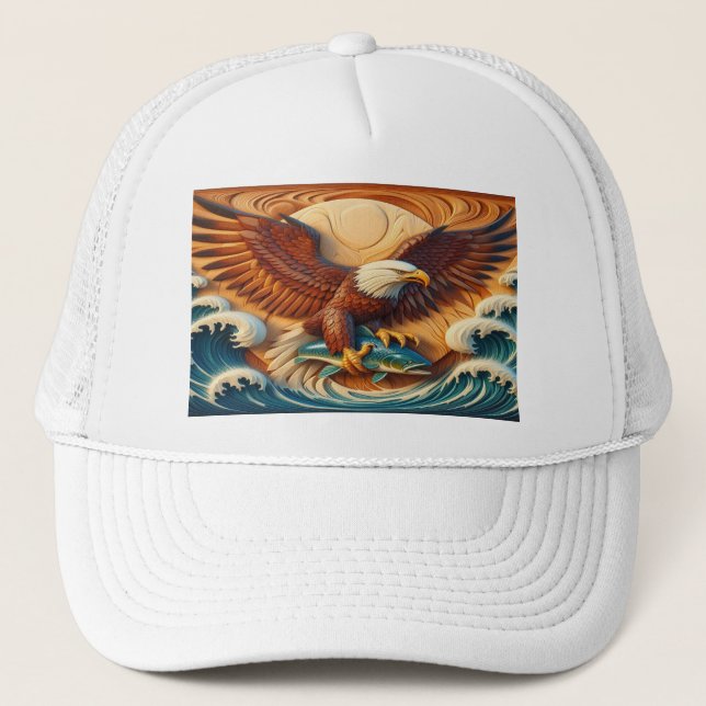 Majestic Eagle Clutching a Fish 36x24 Truckerkappe (Vorderseite)