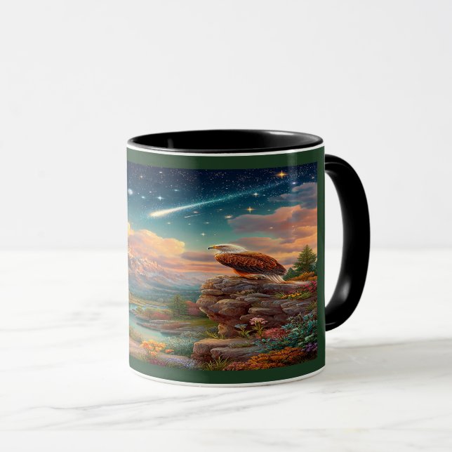 Majestic Eagle Cosmic Sky Mountain Mug Tasse (VorderseiteRechts)