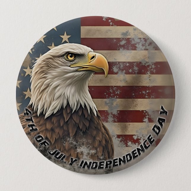 Majestic Eagle & Flag - Geist der Freiheit Button (Vorderseite)