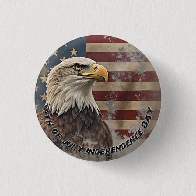 Majestic Eagle & Flag - Geist der Freiheit Button (Vorderseite)