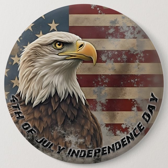 Majestic Eagle & Flag - Geist der Freiheit Button (Vorderseite)