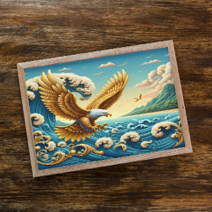 Majestic Eagle fliegt über eine Welle der Freiheit Poster