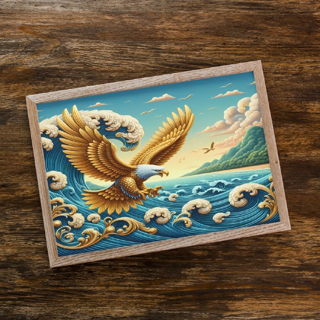 Majestic Eagle fliegt über eine Welle der Freiheit Poster (Von Creator hochgeladen)