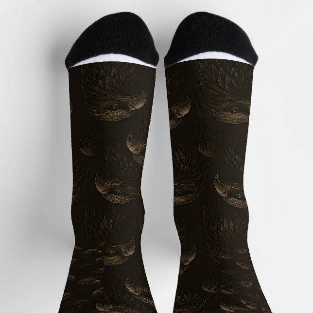Majestic Eagle Head Nahtloses Muster Socken (Oben)
