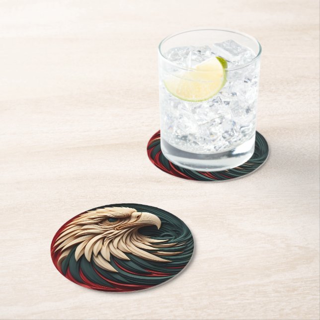 Majestic Eagle kommt aus dem Kreis Runder Pappuntersetzer (Vor Ort)