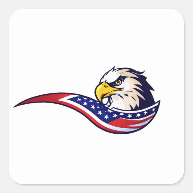 Majestic Eagle: Logo-Design für die US-Flagge Quadratischer Aufkleber (Vorderseite)